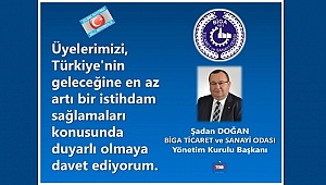 Başkan Şadan Doğan'dan "Çalışma Hayatında Milli Seferberlik" Çağrısına Destek