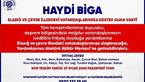 Biga'dan Depremzedelere Yönelik Yardım Kampanyası