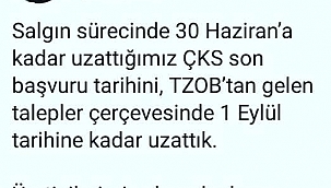 ÇKS Başvuru Tarihi Uzatıldı