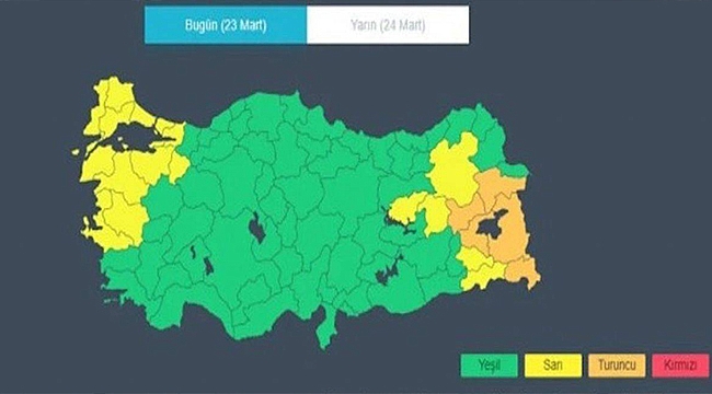 22 İLE SARI VE TURUNCU KODLU UYARI!