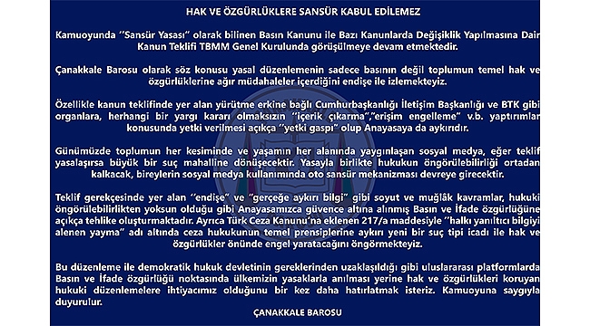 "HAK VE ÖZGÜRLÜKLERE SANSÜR KABUL EDİLEMEZ"