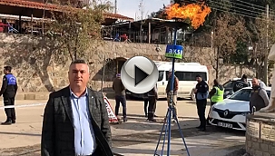 BAŞKAN BAYRAM AÇIKLADI, AYVACIK'TA DOĞALGAZ ATEŞİ YANDI