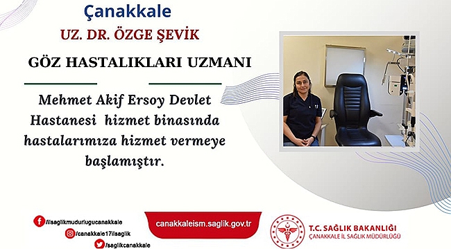 ÇANAKKALE'YE DOKTOR TAKVİYESİ