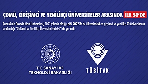ÇOMÜ, GİRİŞİMCİ VE YENİLİKÇİ ÜNİVERSİTELER ARASINDA İLK 50'DE