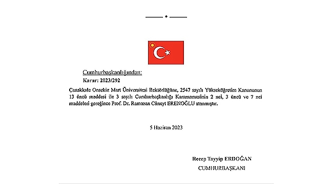 ÇOMÜ'YE YENİ REKTÖR