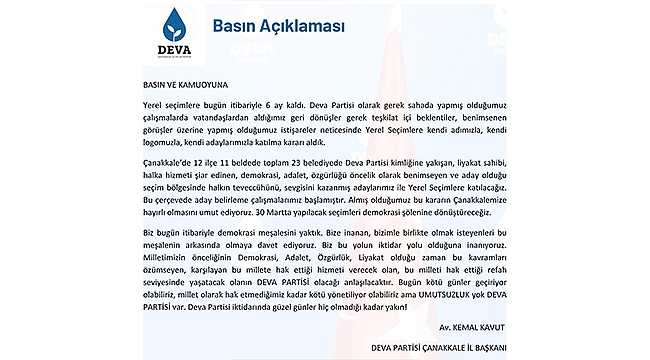 "YEREL SEÇİMLERE KENDİ ADIMIZLA, KENDİ LOGOMUZLA, KENDİ ADAYLARIMIZLA KATILACAĞIZ"