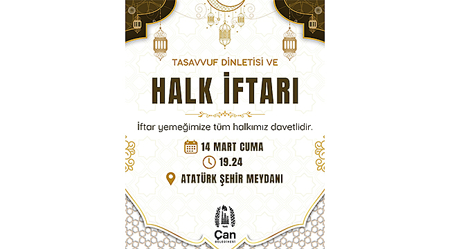 ÇAN BELEDİYESİ HALK İFTARINA DAVETLİSİNİZ