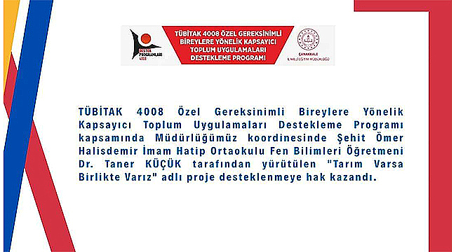"TARIM VARSA BİRLİKTE VARIZ" PROJESİ TÜBİTAK'TAN DESTEK ALDI