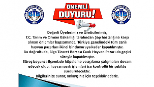 ALARM VERİLDİ, HAYVAN PAZARLARI KAPATILDI!