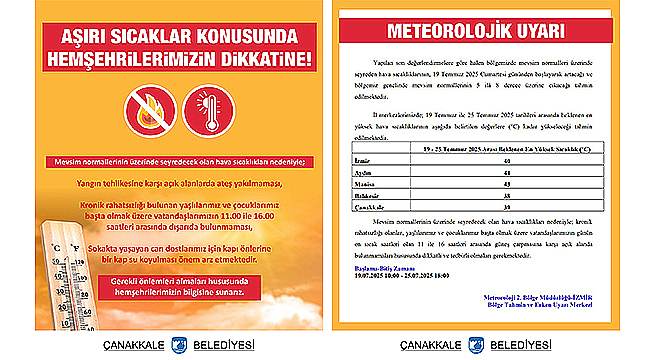 AŞIRI SICAKLAR KONUSUNDA HEMŞEHRİLERİMİZİN DİKKATİNE!