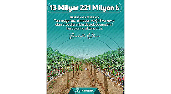 ZİRAİ DON NEDENİYLE HASAR GÖREN ÜRETİCİLERE DESTEKLEME ÖDEMESİ BAŞLADI
