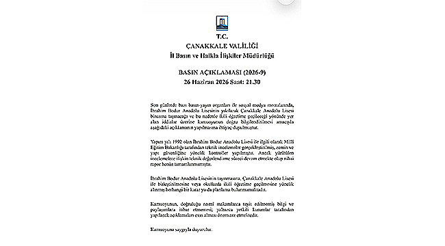  VALİLİKTEN İBRAHİM BODUR ANADOLU LİSESİ AÇIKLAMASI