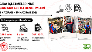  ÇANAKKALE'DE HAZİRAN AYINDA 2 BİN 184 GIDA DENETİMİ YAPILDI