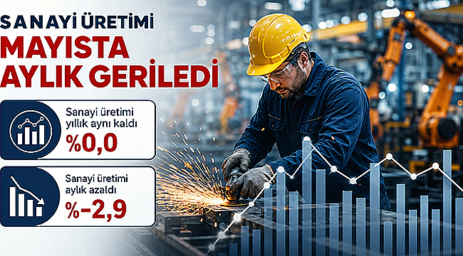 SANAYİ ÜRETİMİ MAYISTA AYLIK GERİLEDİ
